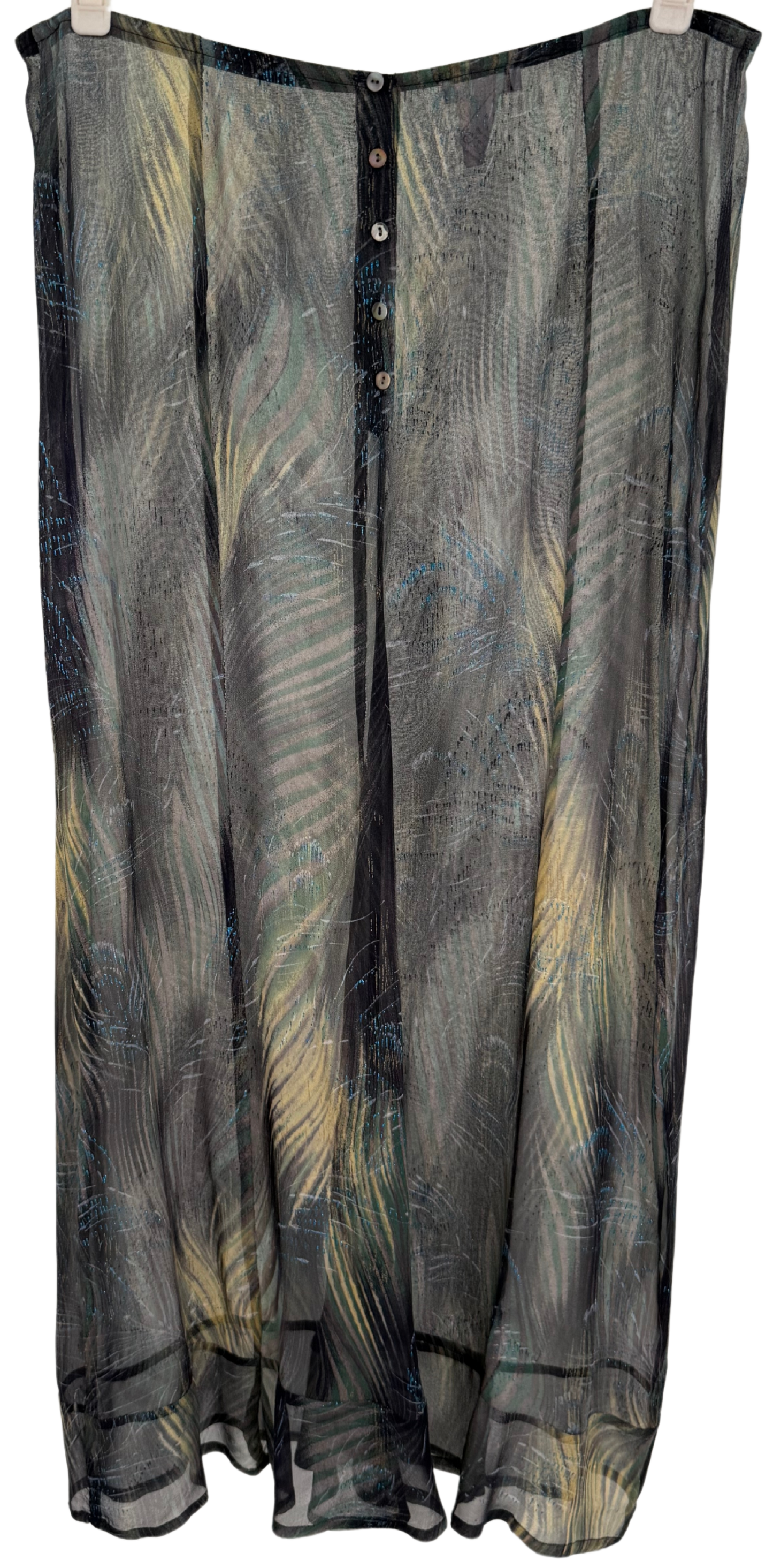Dries Van Noten Vintage Printed Chiffon Maxi Skirt