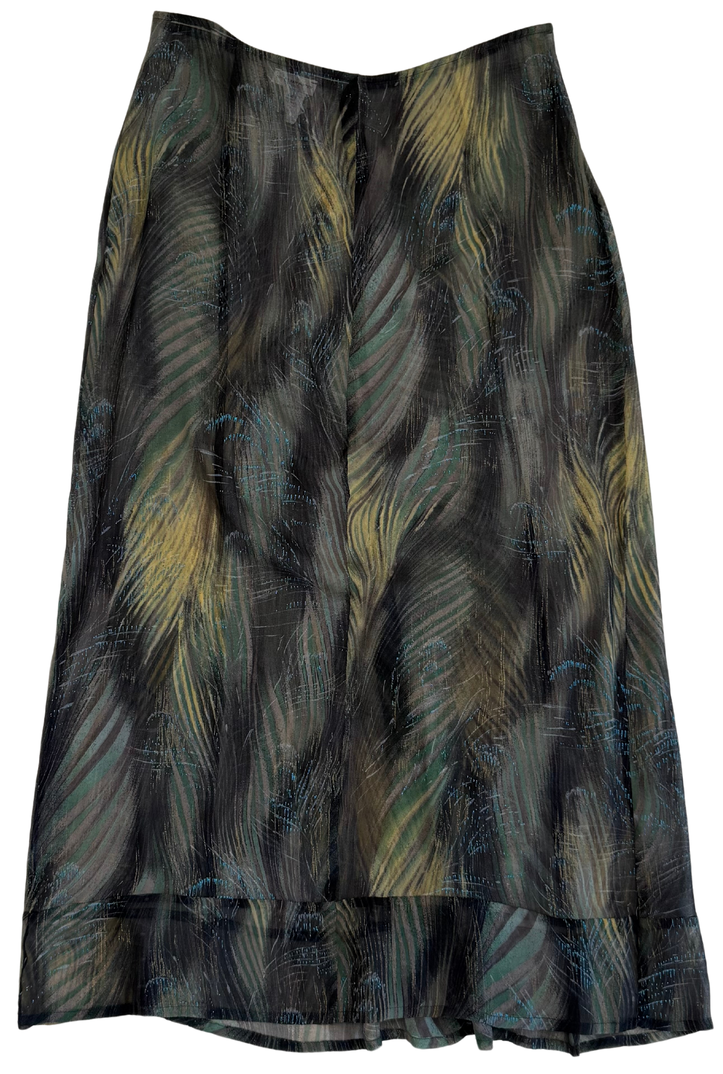 Dries Van Noten Vintage Printed Chiffon Maxi Skirt