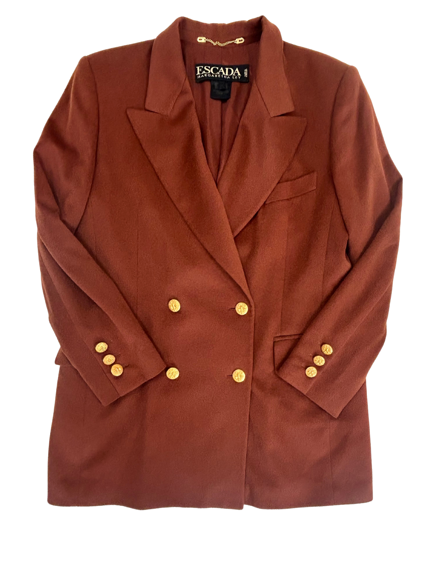 Vintage 1980s Escada by Margaretha Ley Rust Cashmere Double-Breasted Blazer