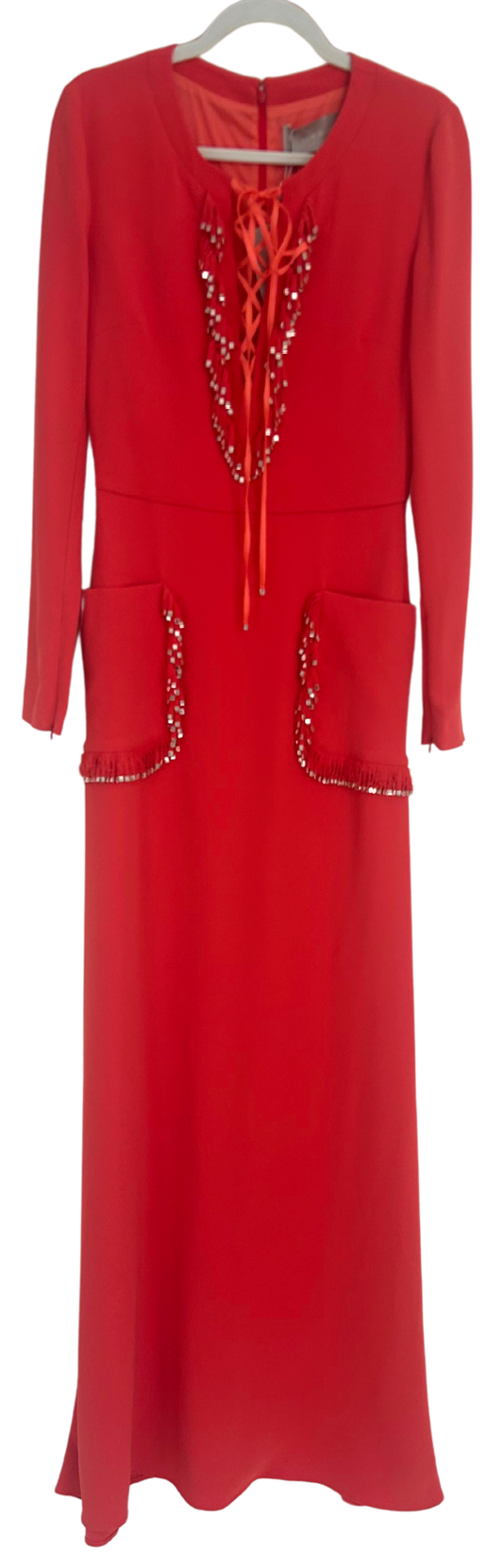 Elie Saab Sunset Orange Embellished Cady Gown - SS'22