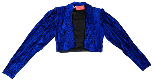 Iris Apfel x Emanuel Ungaro Vintage Cobalt Blue Crushed Velvet Bolero