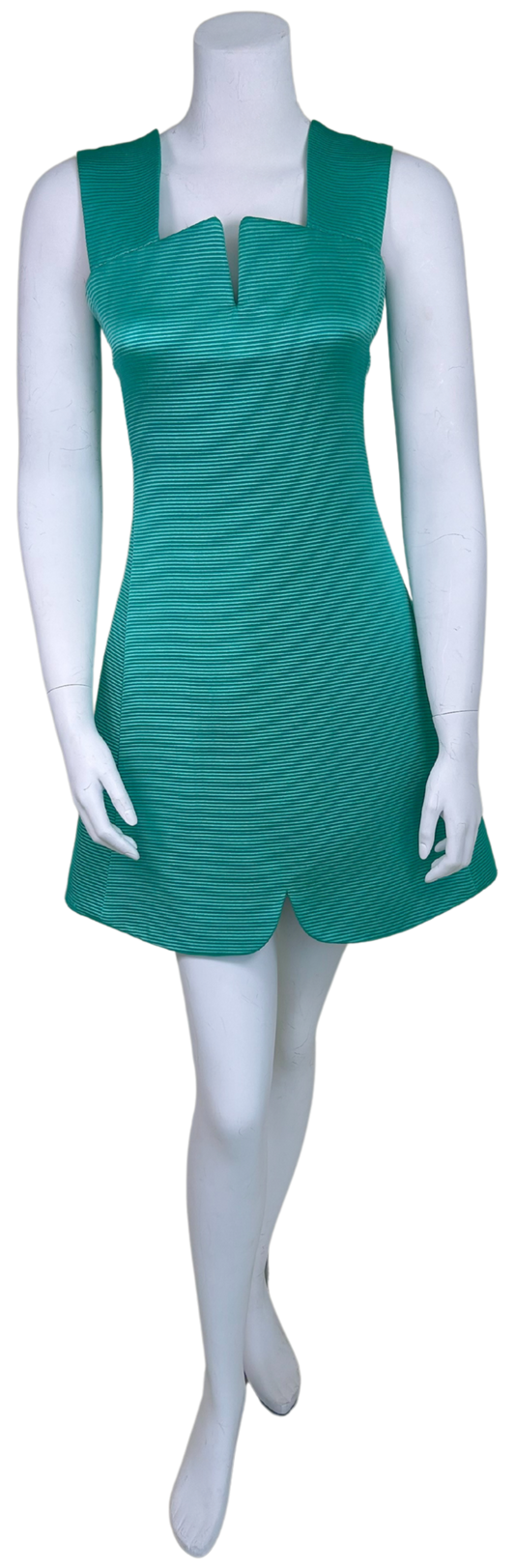 Vintage 1990s Gianni Versace Couture Ribbed Teal Mini Dress