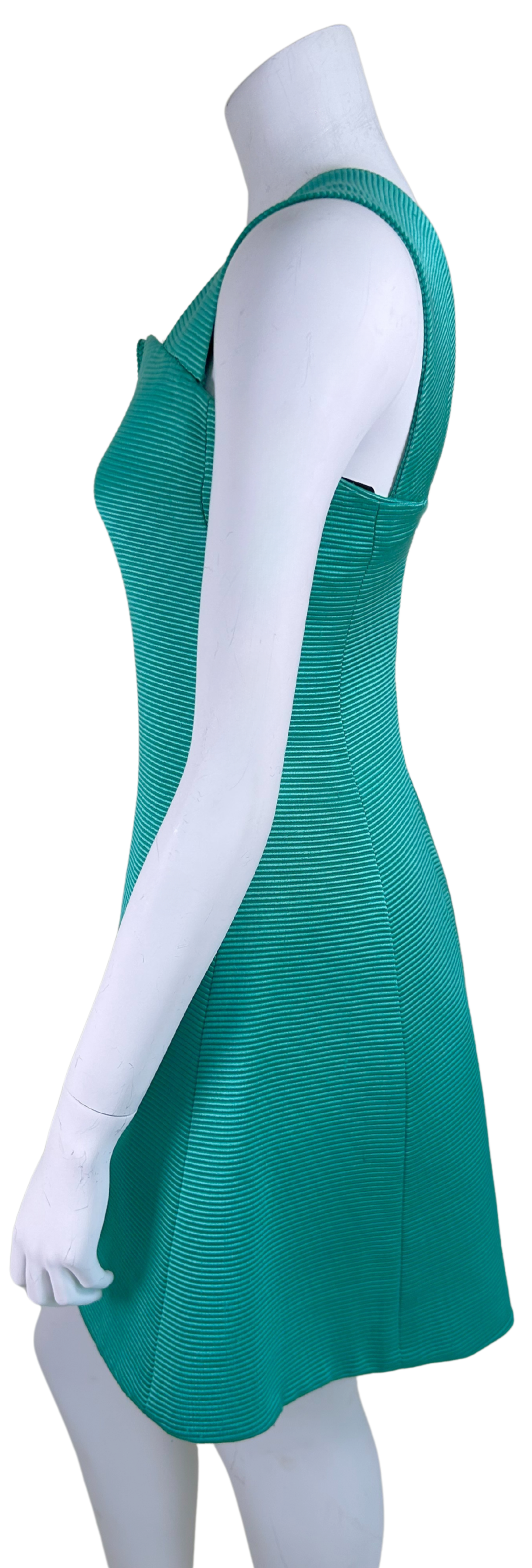 Vintage 1990s Gianni Versace Couture Ribbed Teal Mini Dress
