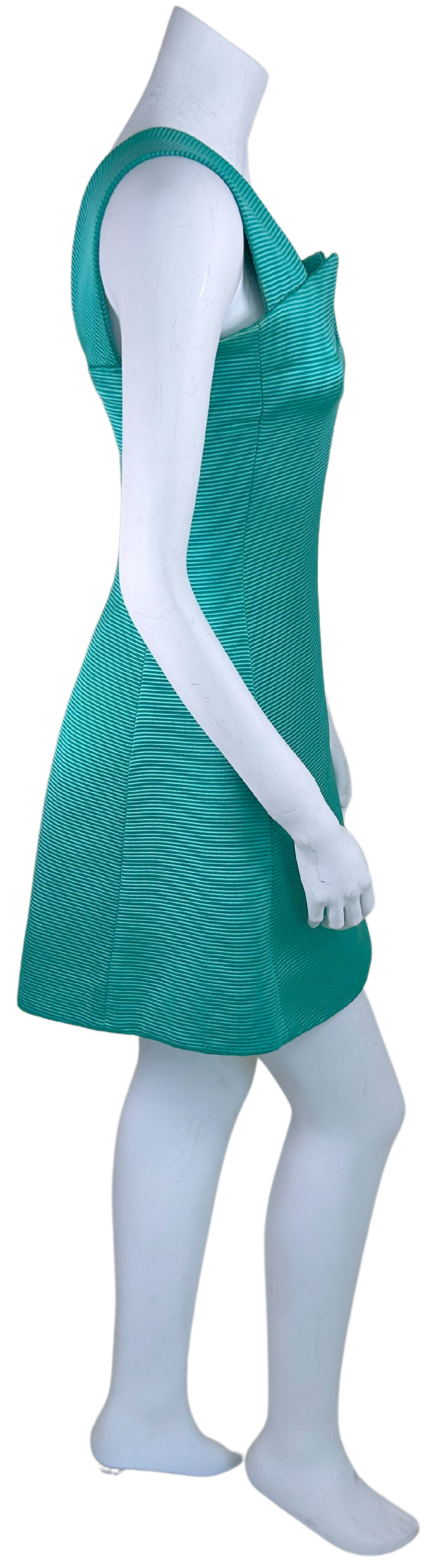 Vintage 1990s Gianni Versace Couture Ribbed Teal Mini Dress