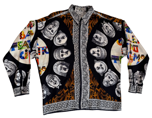 Gianni Versace Vintage 1991 Multicolor Silk Opera Balletto Teatro Cinema Blouse