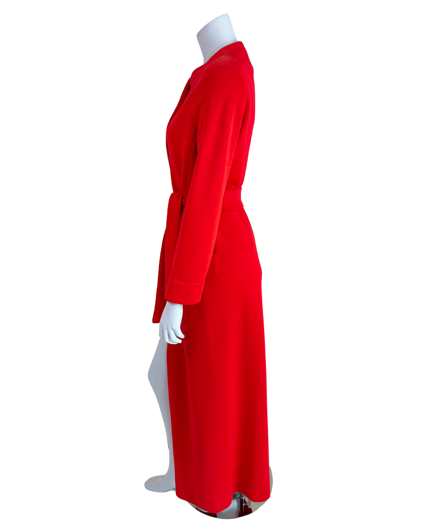 Vintage 1980s Geoffrey Beene Boutique Red Knit Maxi Jacket