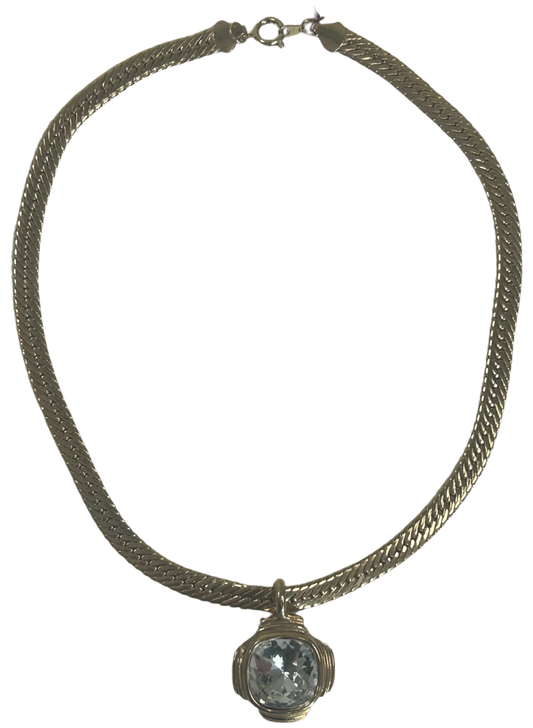 Givenchy Vintage 1980's Gold-Tone Crystal Pendant Statement Necklace