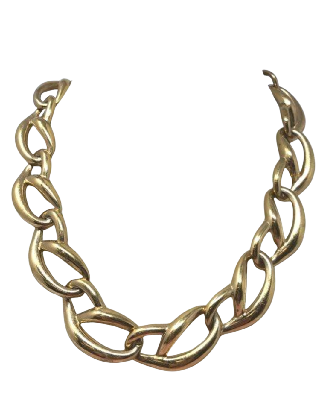 Vintage Givenchy Oversized Twisted Mariner Link Chain Necklace with Logo Medallion — 1980s
