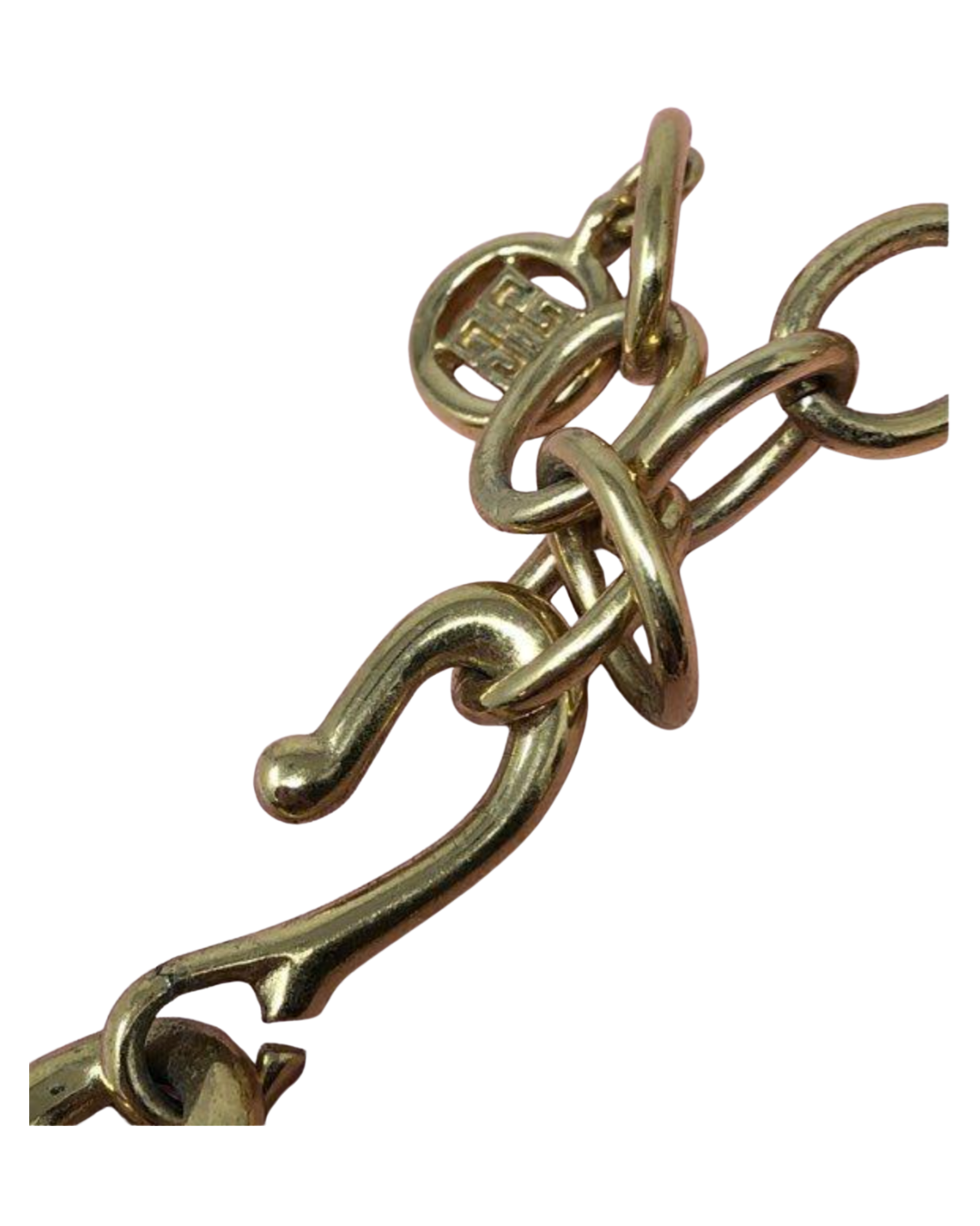 Vintage Givenchy Oversized Twisted Mariner Link Chain Necklace with Logo Medallion — 1980s