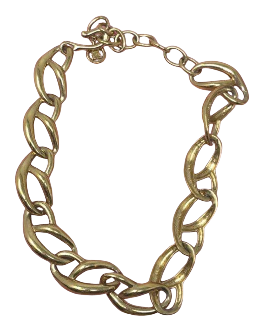 Vintage Givenchy Oversized Twisted Mariner Link Chain Necklace with Logo Medallion — 1980s