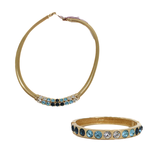 Gold Mesh Necklace And Bangle Set