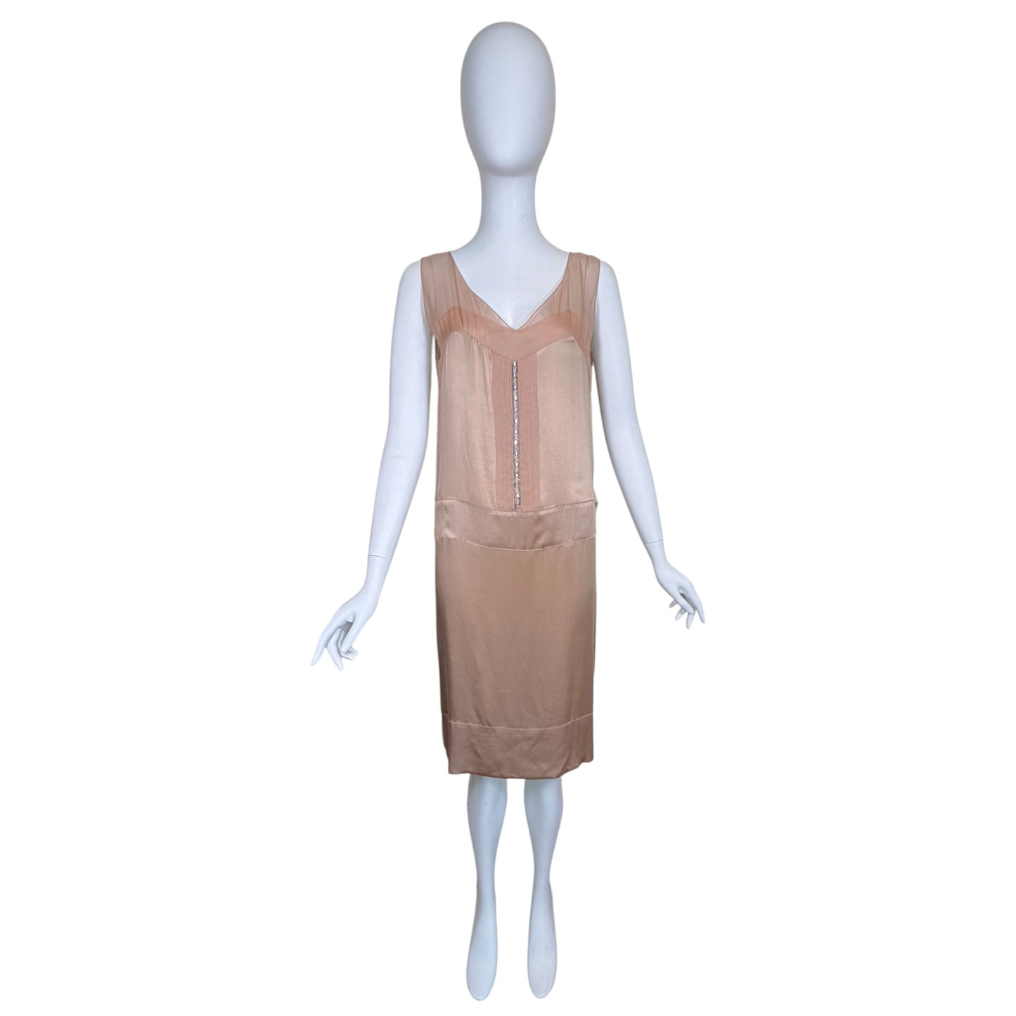 Vintage Chloé by Stella McCartney Silk Satin & Chiffon Crystal Embellished Slip Dress Size 40