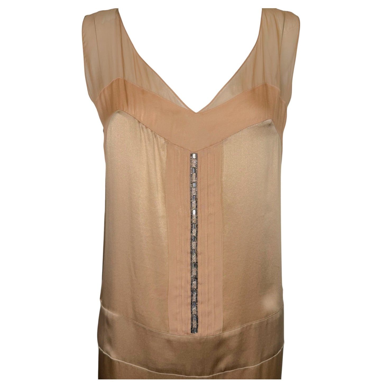 Vintage Chloé by Stella McCartney Silk Satin & Chiffon Crystal Embellished Slip Dress Size 40