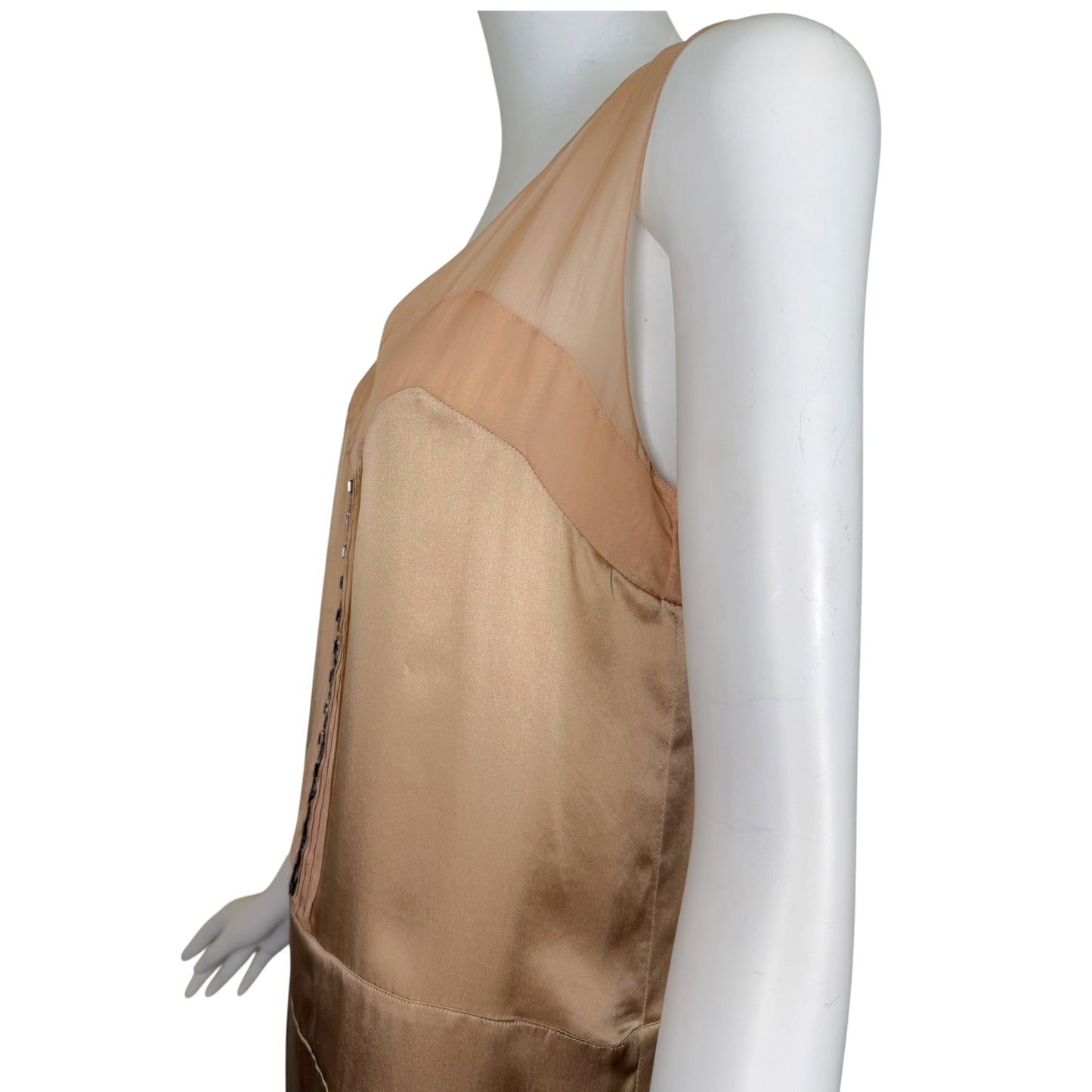 Vintage Chloé by Stella McCartney Silk Satin & Chiffon Crystal Embellished Slip Dress Size 40