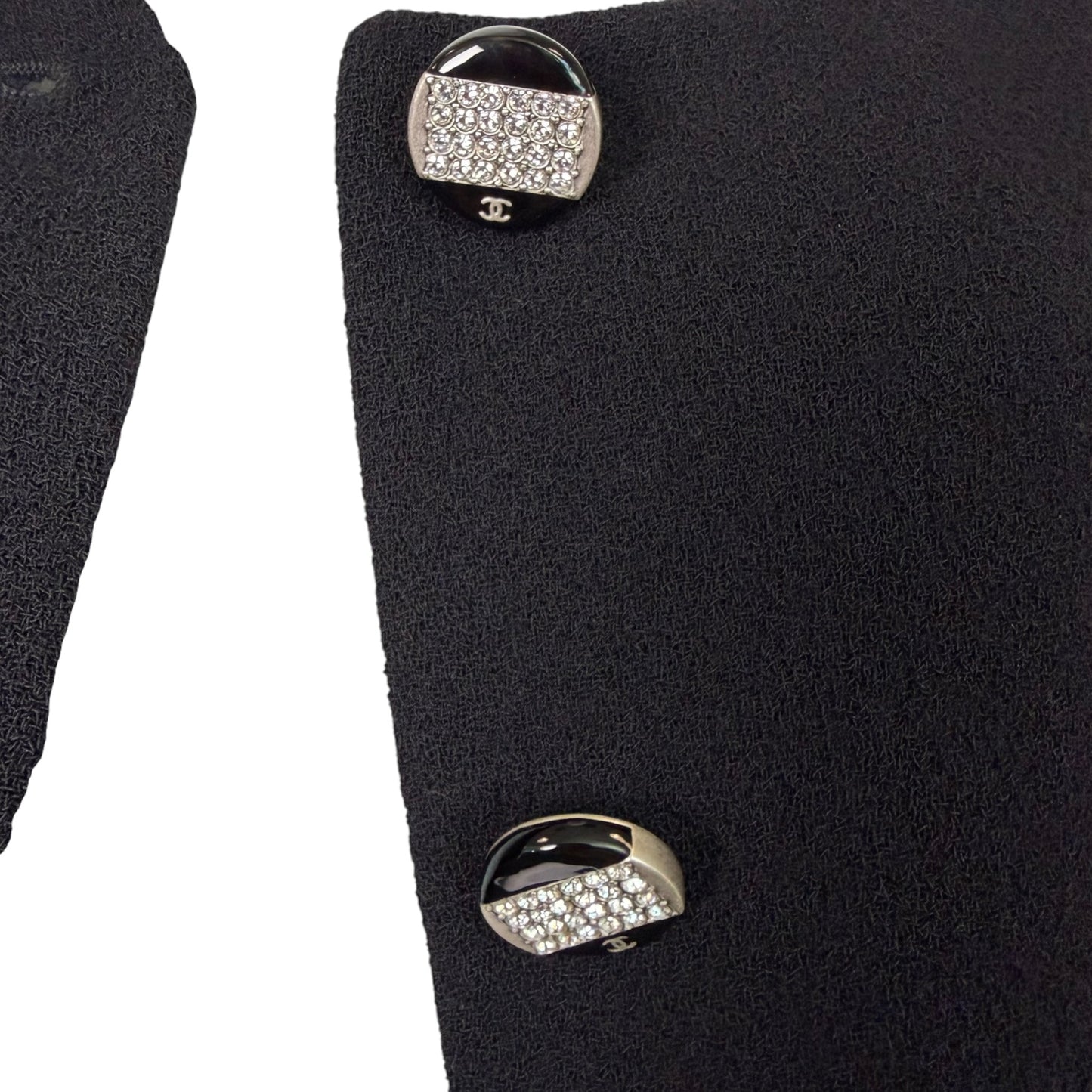 Chanel Cruise 2012 Black Wool Cropped Jacket with Rhinestone CC Buttons NWT Size 38