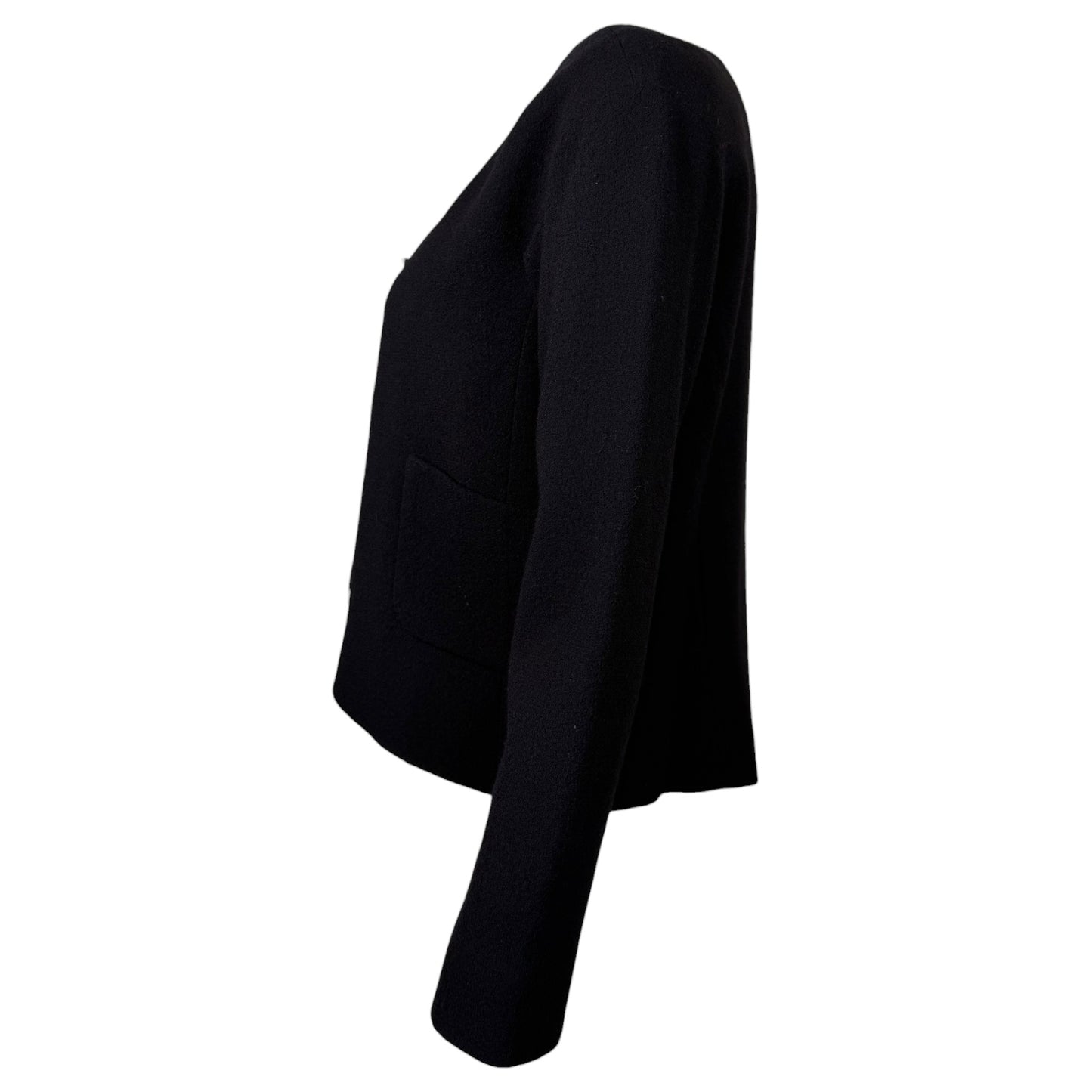 Chanel Cruise 2012 Black Wool Cropped Jacket with Rhinestone CC Buttons NWT Size 38