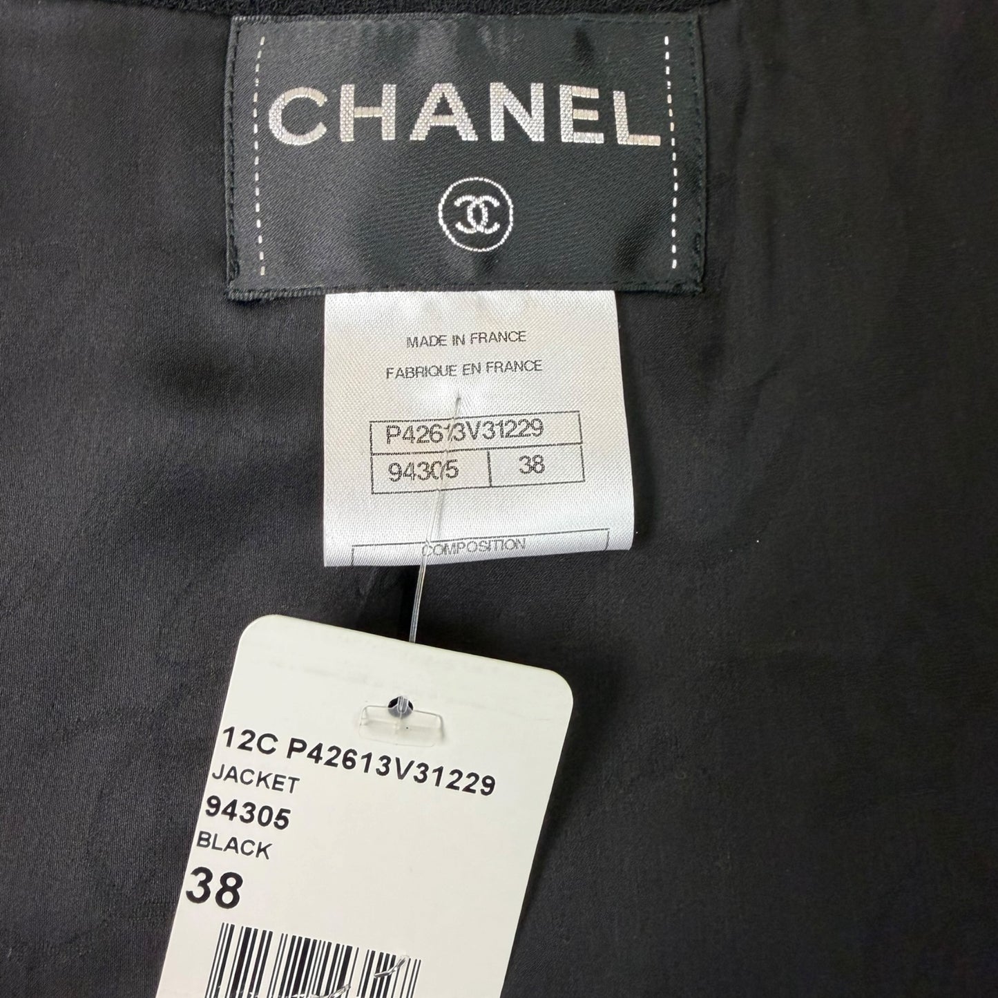 Chanel Cruise 2012 Black Wool Cropped Jacket with Rhinestone CC Buttons NWT Size 38