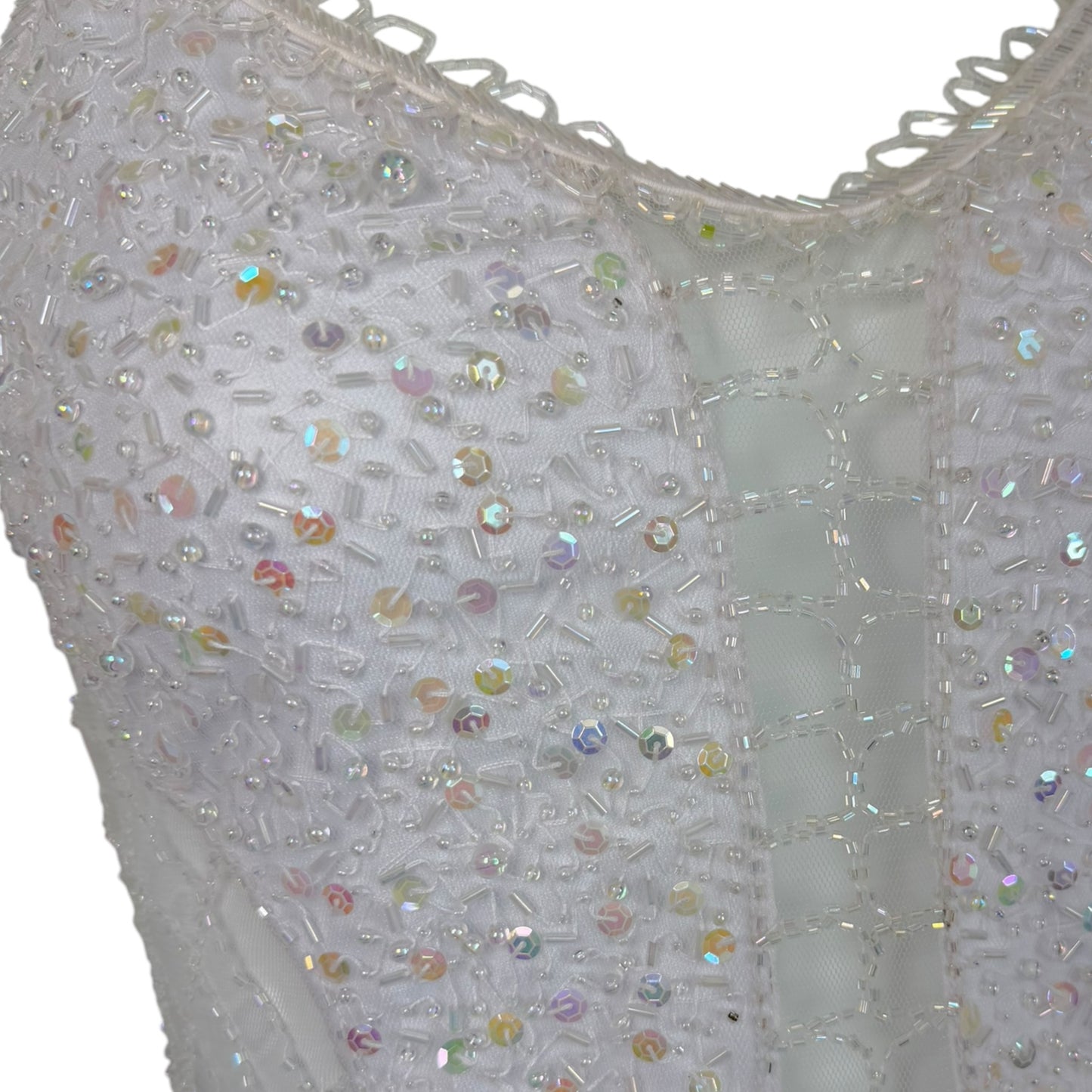 Vintage Attitudes by Debra White Hand-Beaded Mesh Camisole Top NWT Spiderweb Sequin Detail Size M