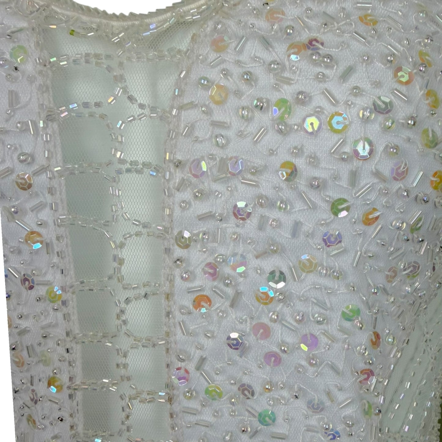Vintage Attitudes by Debra White Hand-Beaded Mesh Camisole Top NWT Spiderweb Sequin Detail Size M