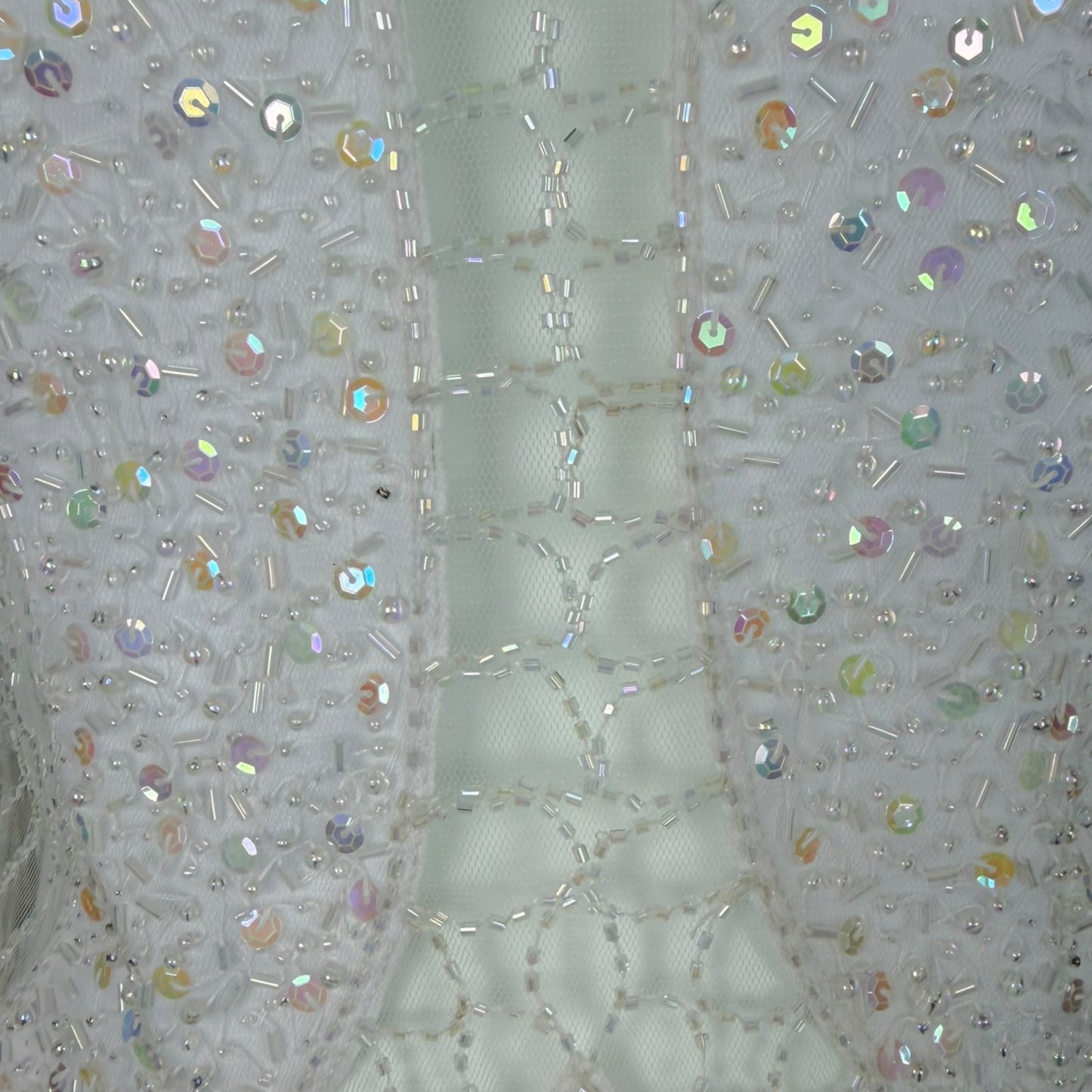 Vintage Attitudes by Debra White Hand-Beaded Mesh Camisole Top NWT Spiderweb Sequin Detail Size M