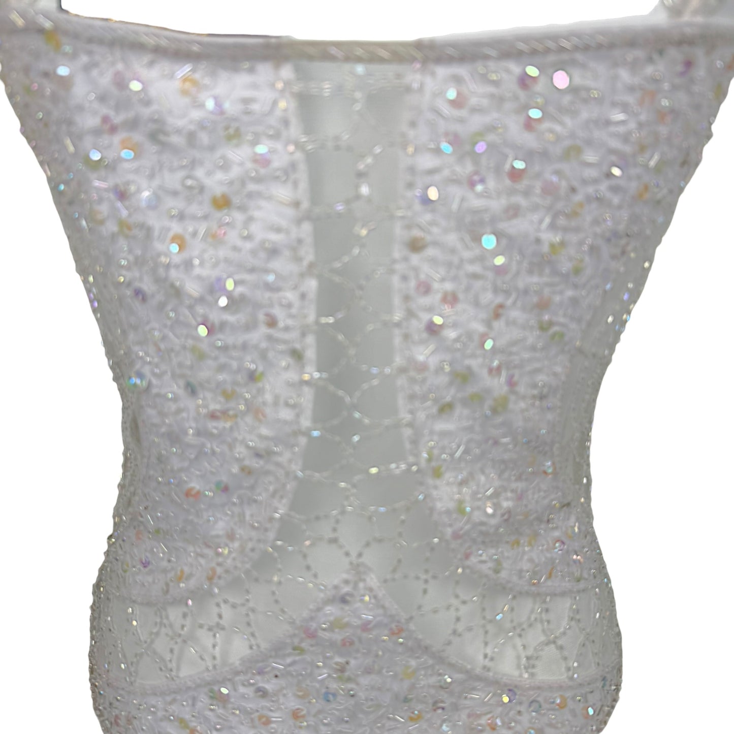 Vintage Attitudes by Debra White Hand-Beaded Mesh Camisole Top NWT Spiderweb Sequin Detail Size M
