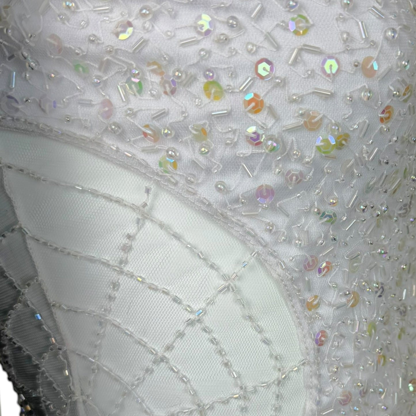 Vintage Attitudes by Debra White Hand-Beaded Mesh Camisole Top NWT Spiderweb Sequin Detail Size M