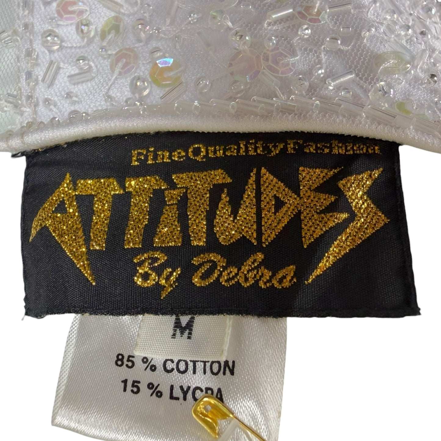 Vintage Attitudes by Debra White Hand-Beaded Mesh Camisole Top NWT Spiderweb Sequin Detail Size M