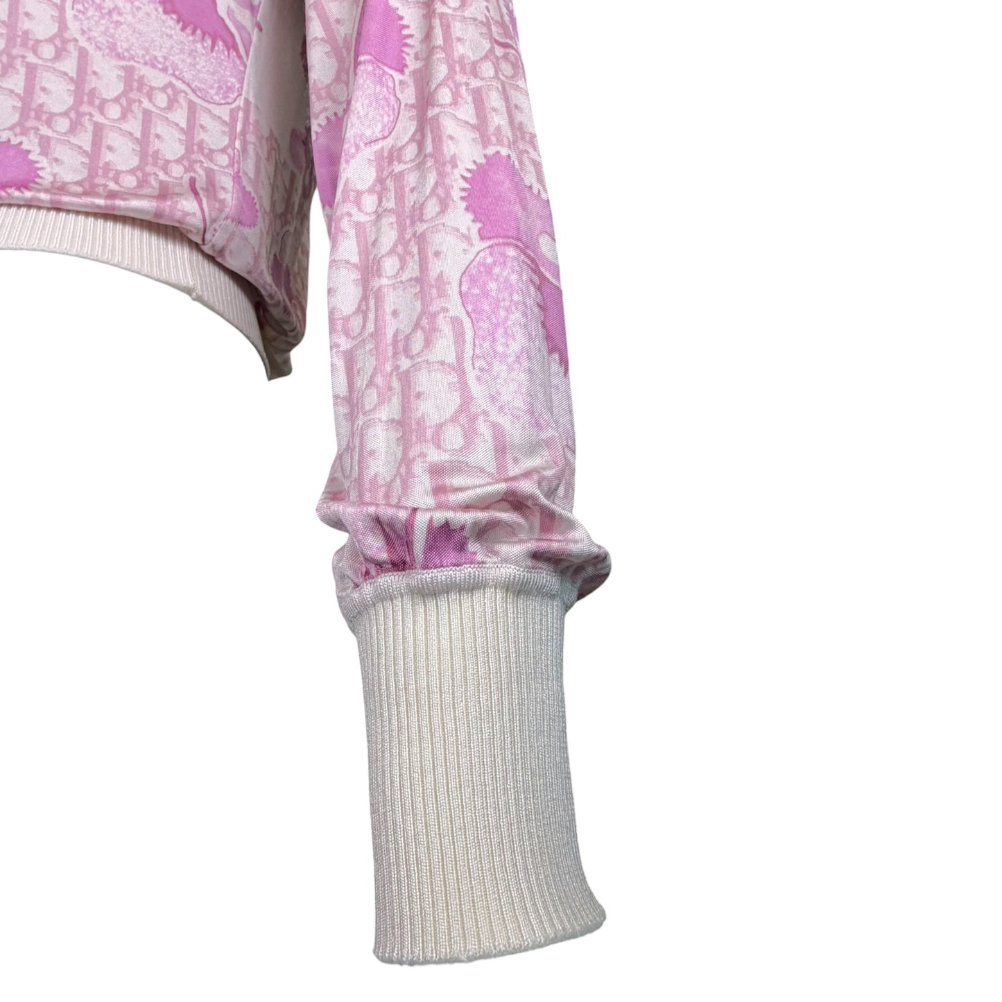 Christian Dior by John Galliano SS 2005 Pink Diorissimo Monogram Cherry Blossom Zip Bomber Jacket - Size 6