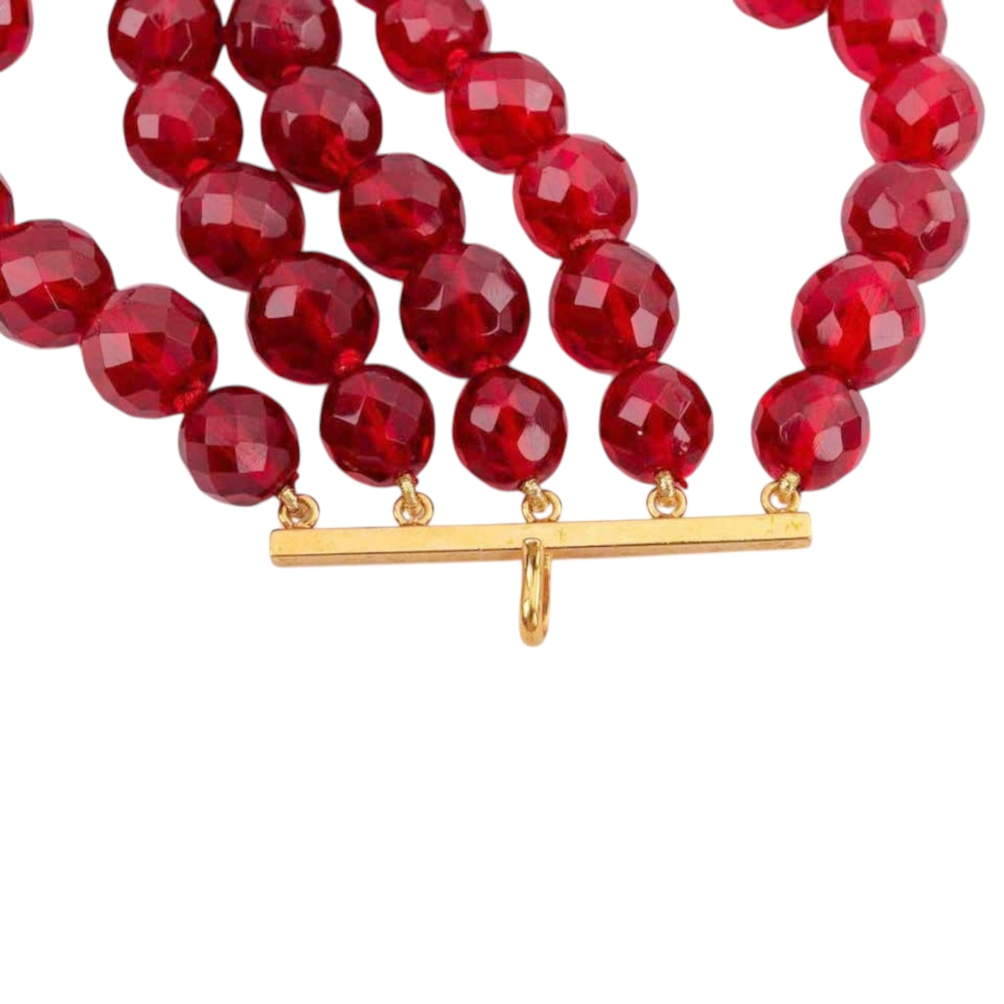 Vintage Chanel Fall 1991 Red Crystal Bead Five-Strand Choker Necklace