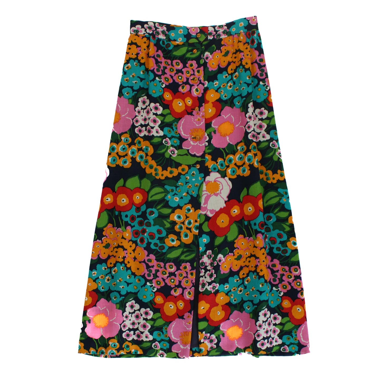 Vintage Gunn Trigger Ltd 1970's Psychedelic Floral Printed Maxi Skirt