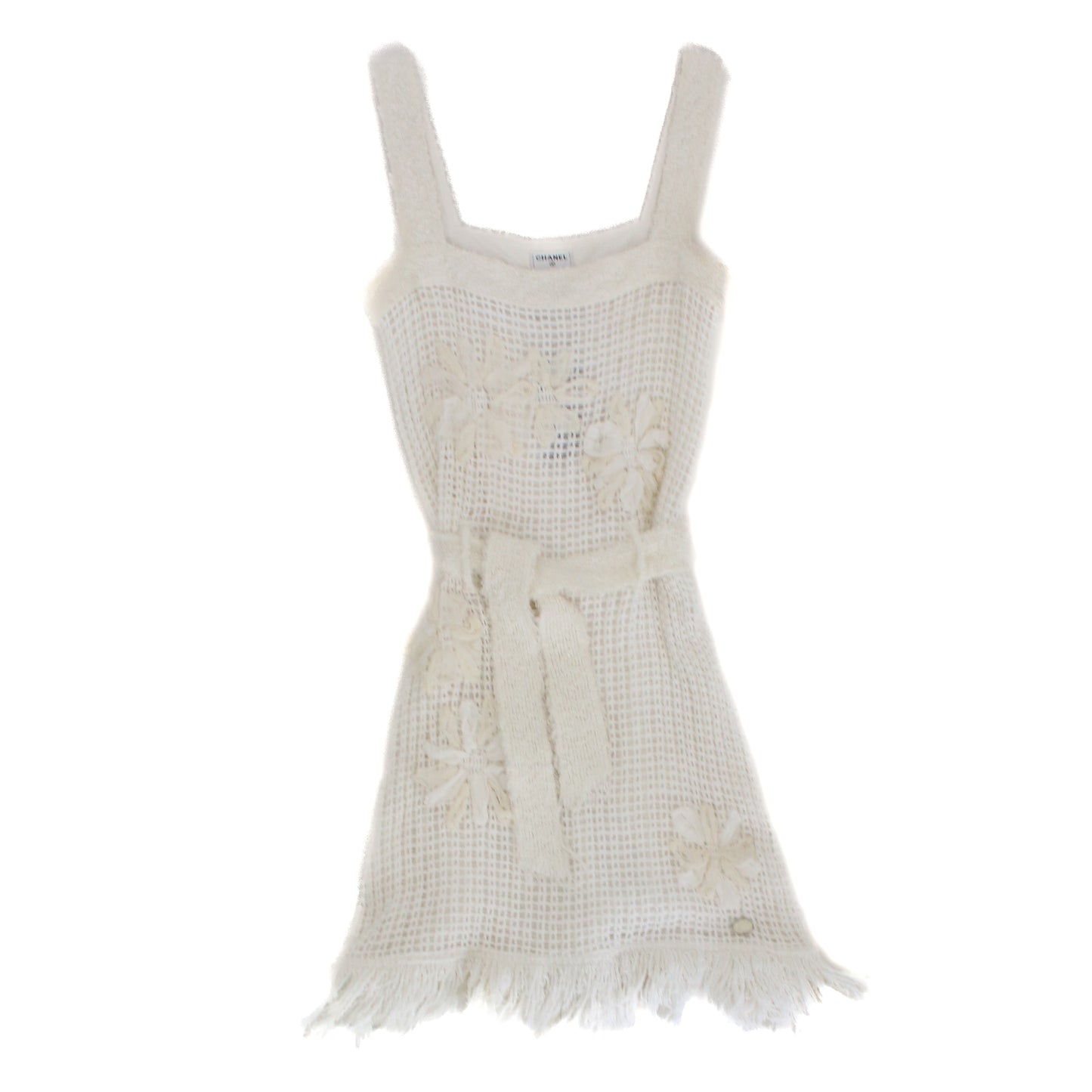 Chanel 2015 White Cotton Crochet Mini Dress