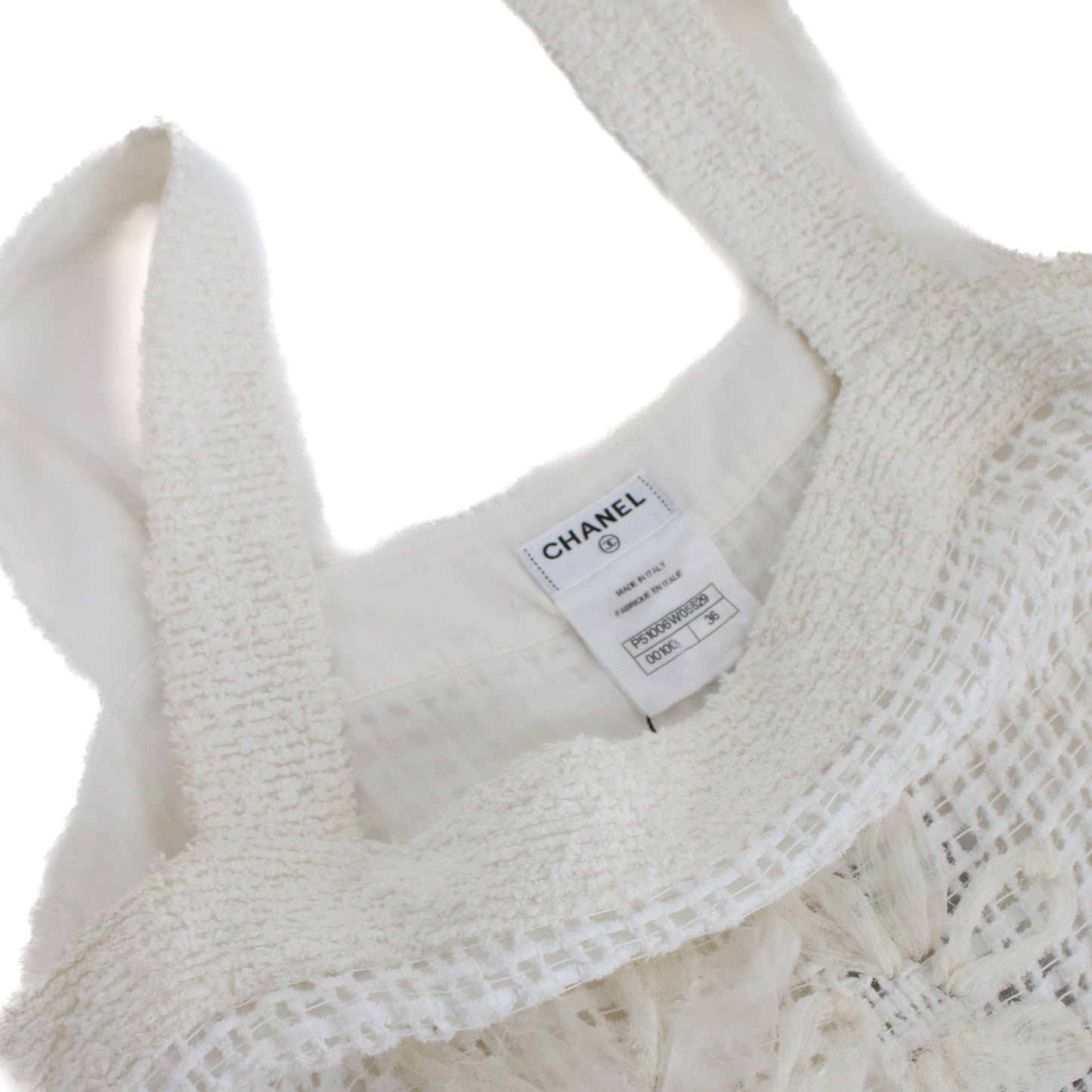 Chanel 2015 White Cotton Crochet Mini Dress
