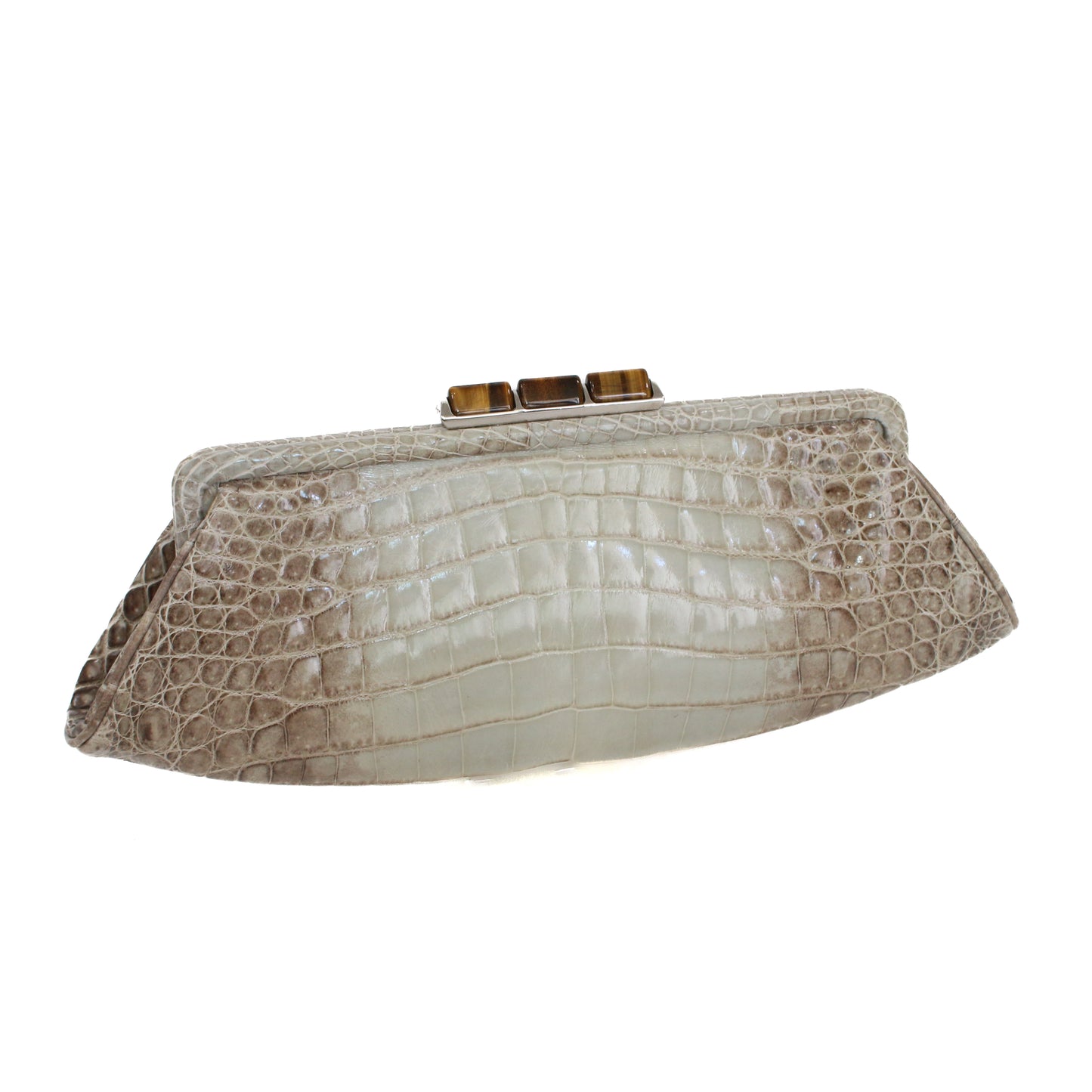 Salvatore Ferragamo Stone Crocodile Clutch