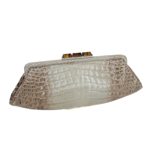 Salvatore Ferragamo Stone Crocodile Clutch