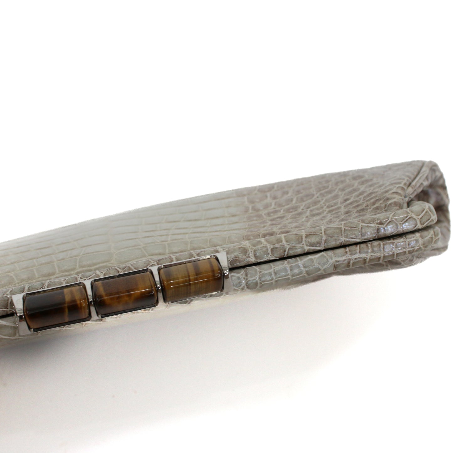 Salvatore Ferragamo Stone Crocodile Clutch