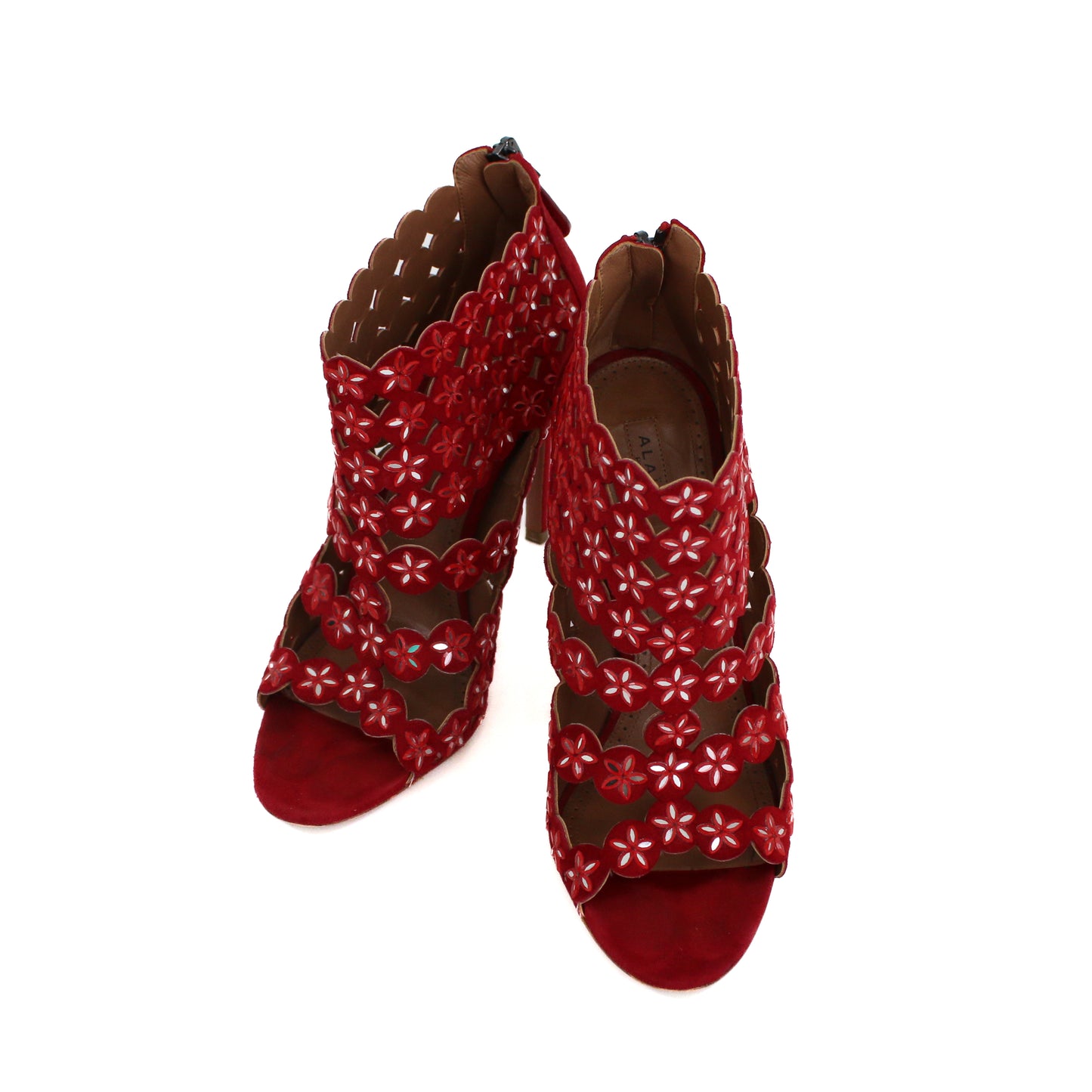 Alaia Paris Red Suede Cut Out Stilettos