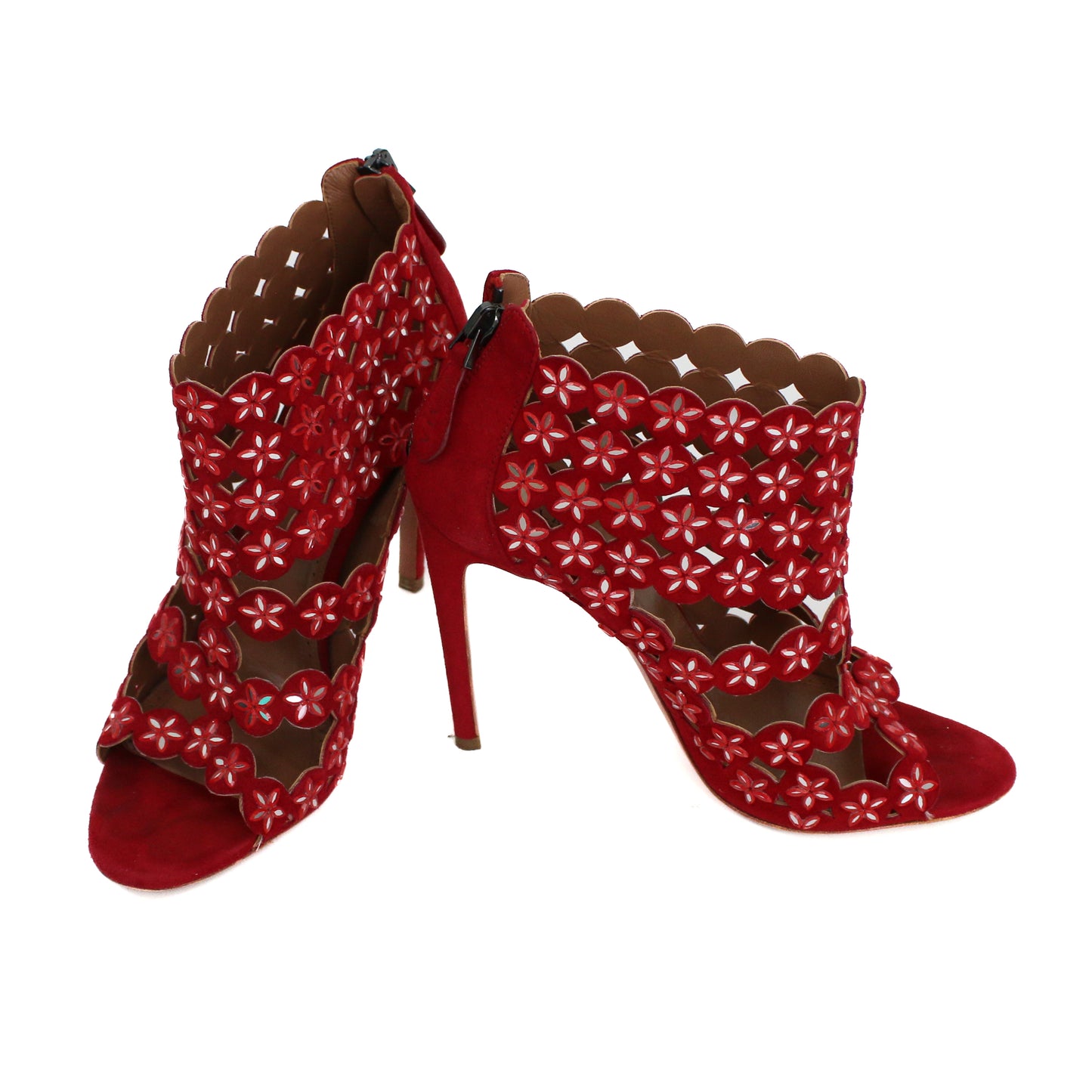 Alaia Paris Red Suede Cut Out Stilettos