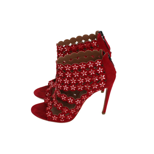 Alaia Paris Red Suede Cut Out Stilettos