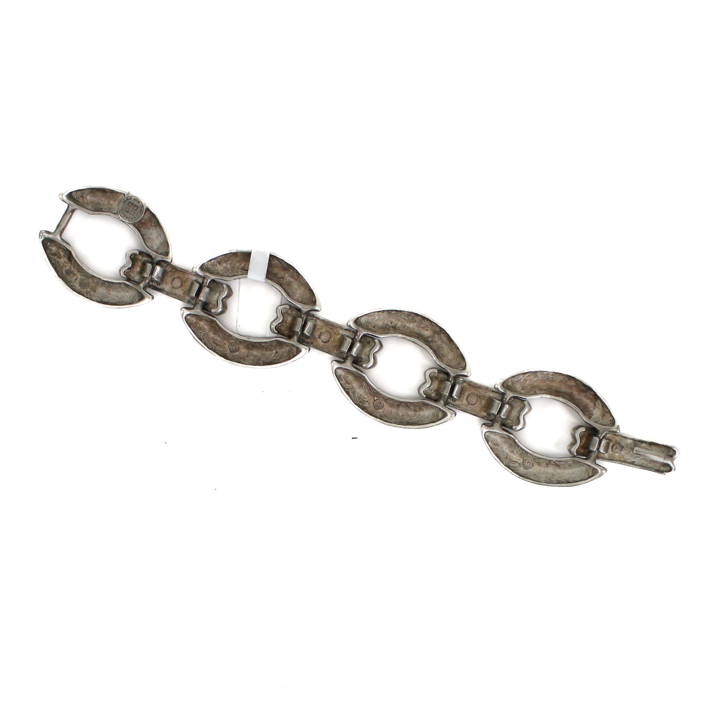 Vintage Givenchy 1980's Brutalist Oval Link Silver Parure Set