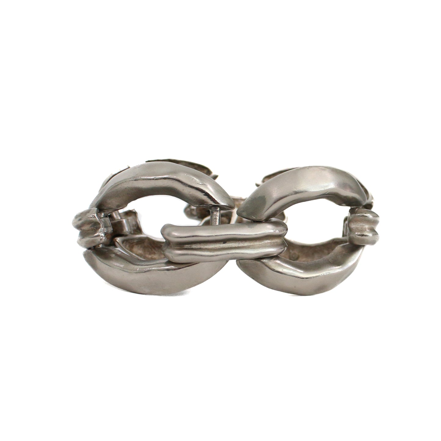 Vintage Givenchy 1980's Brutalist Oval Link Silver Parure Set