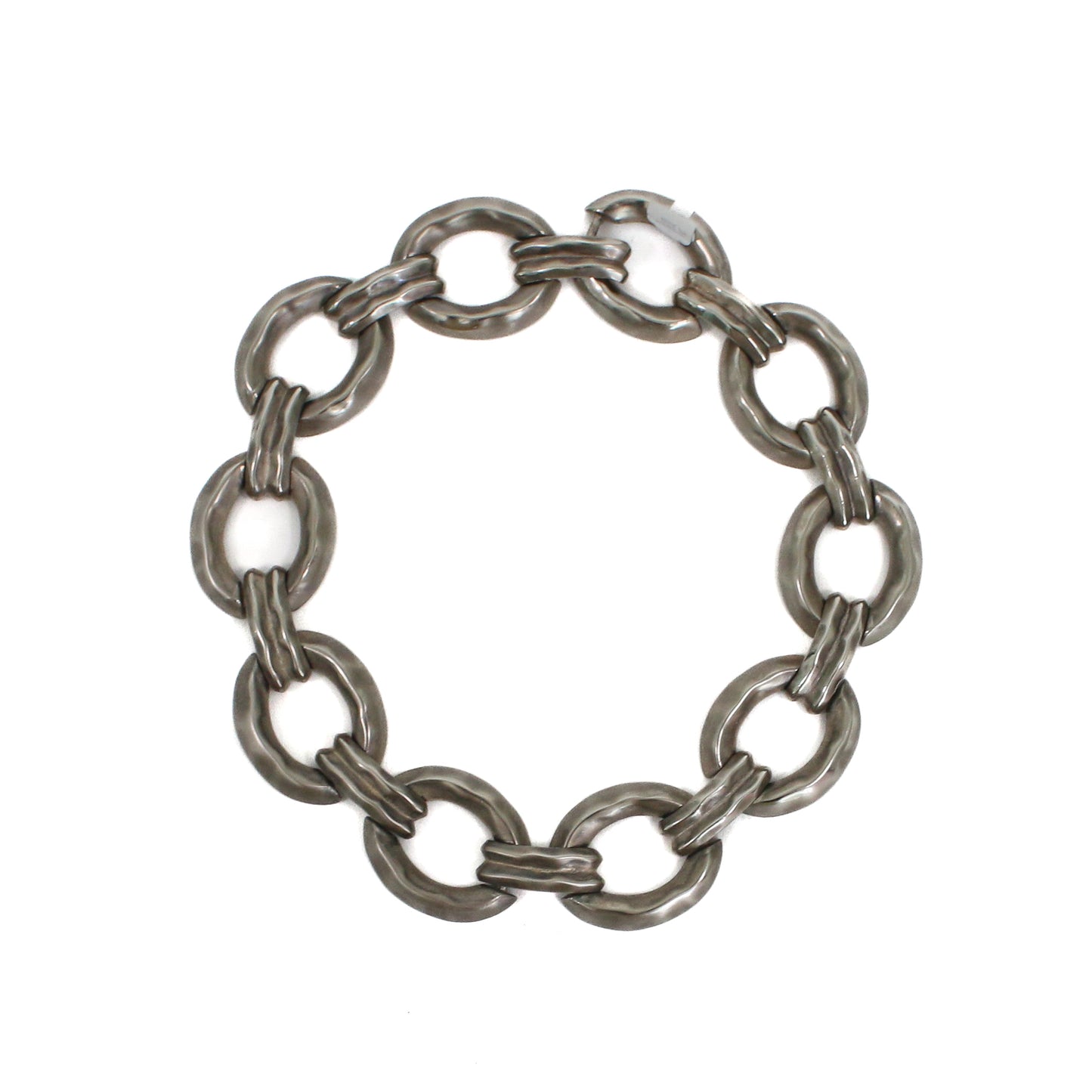 Vintage Givenchy 1980's Brutalist Oval Link Silver Parure Set