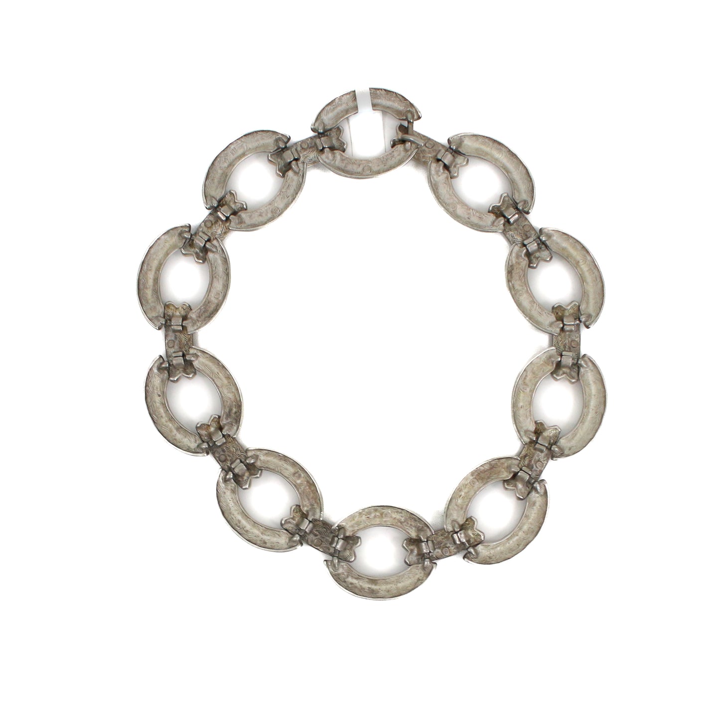 Vintage Givenchy 1980's Brutalist Oval Link Silver Parure Set
