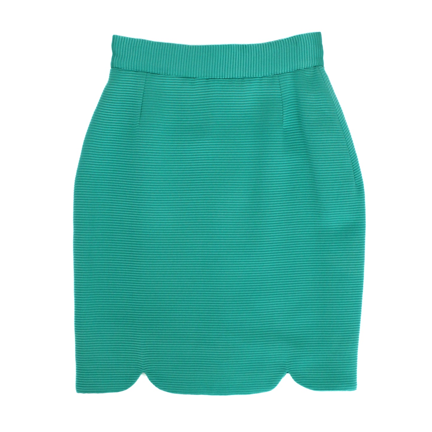 Vintage Gianni Versace 1990's Teal Ribbed Mini Skirt