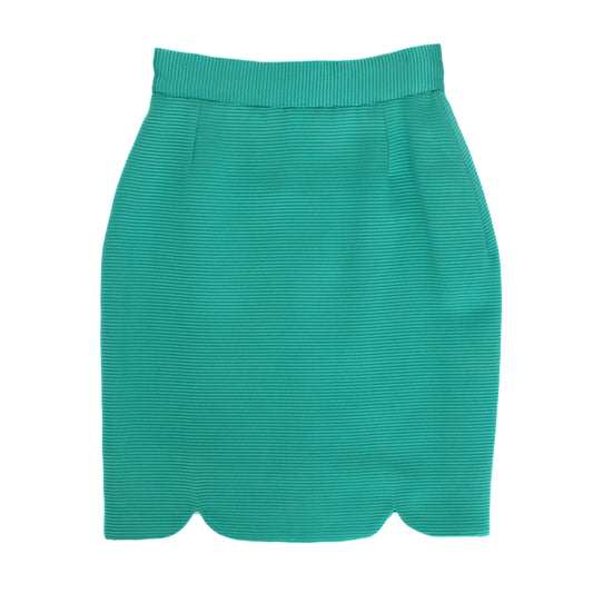 Vintage Gianni Versace 1990's Teal Ribbed Mini Skirt