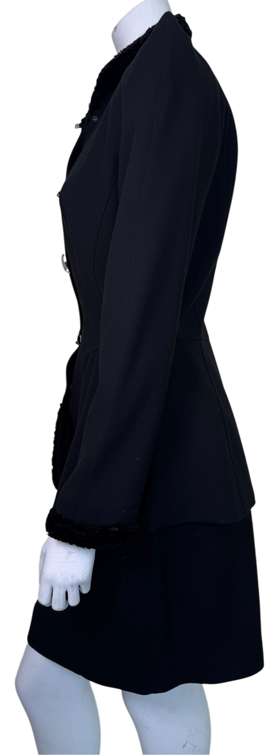 Vintage Thierry Mugler Paris Early Sculpted Hourglass Wool Skirt Suit w/ Spike Clasps - Bergdorf Goodman