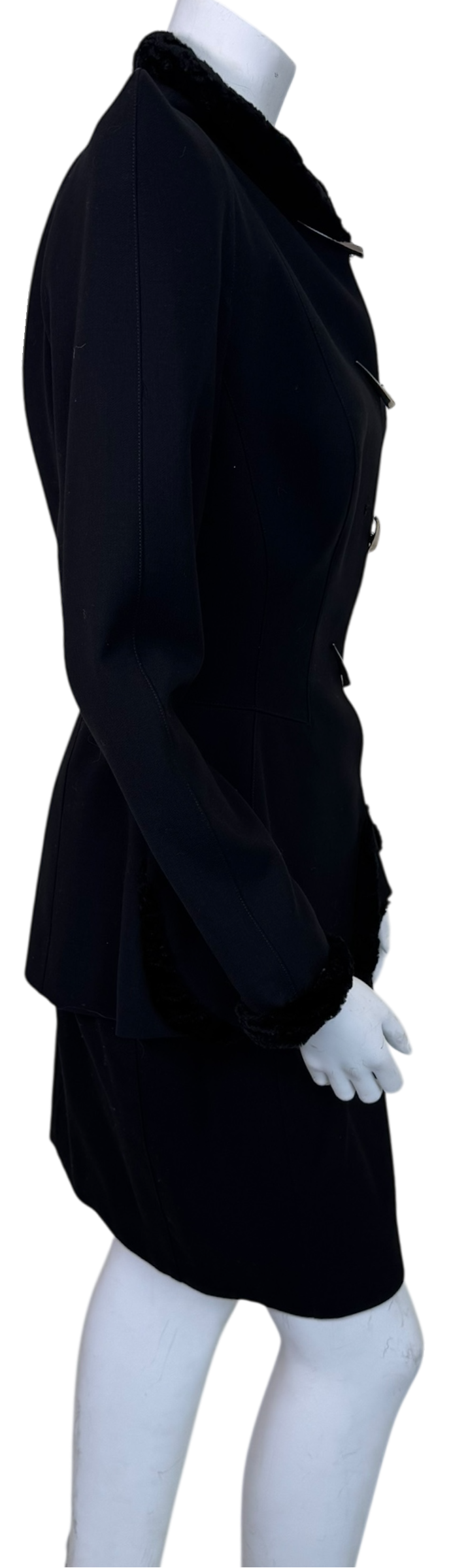 Vintage Thierry Mugler Paris Early Sculpted Hourglass Wool Skirt Suit w/ Spike Clasps - Bergdorf Goodman