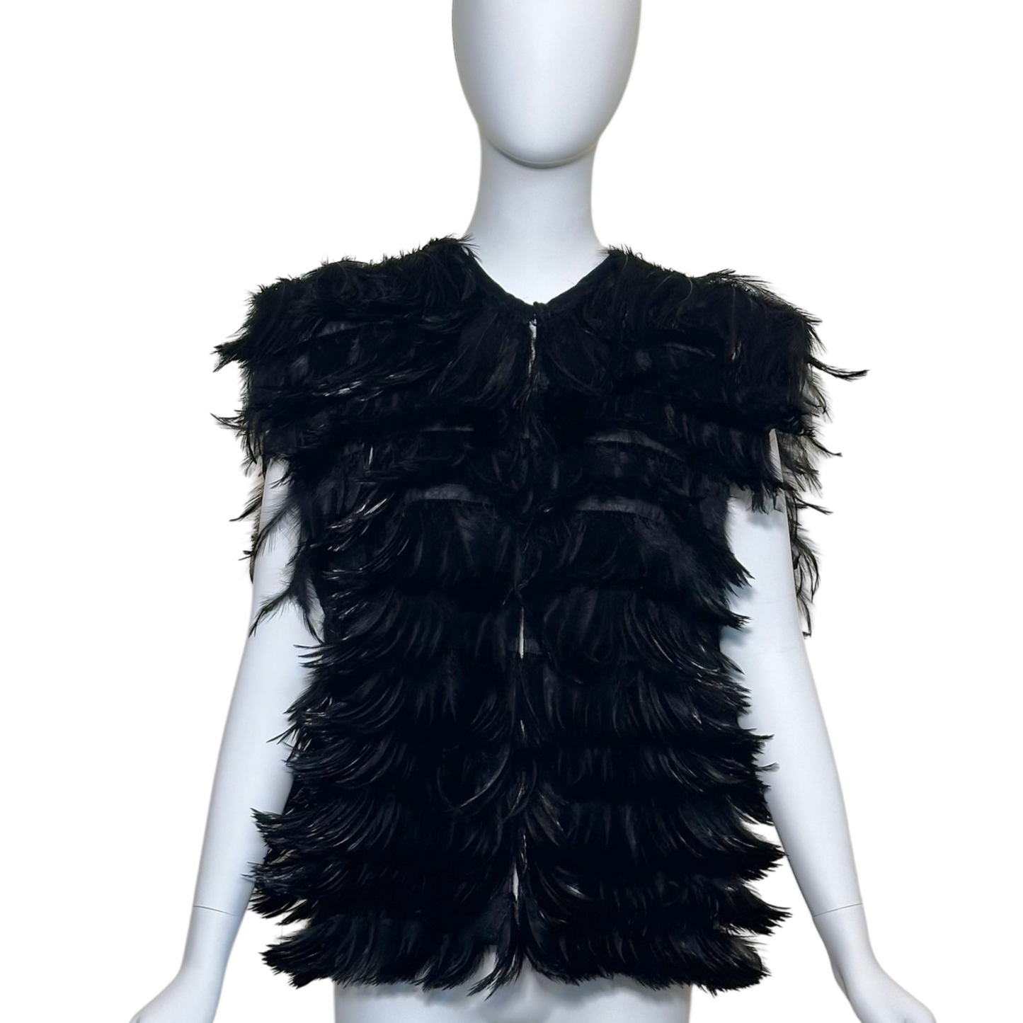 1960s French Couture Black Feather Vest - Rita Jamie Made in France Avant-Garde Collector Piece