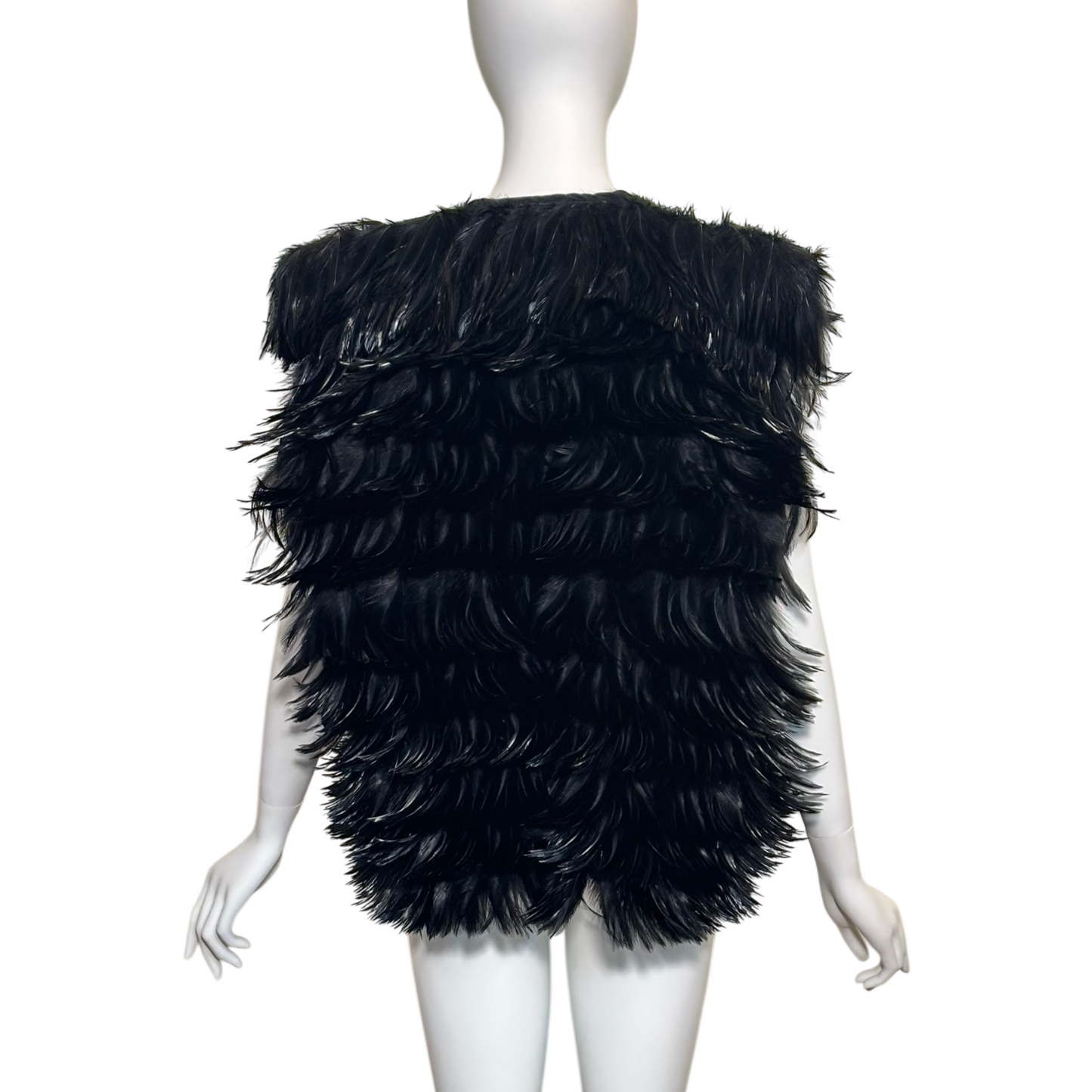 1960s French Couture Black Feather Vest - Rita Jamie Made in France Avant-Garde Collector Piece