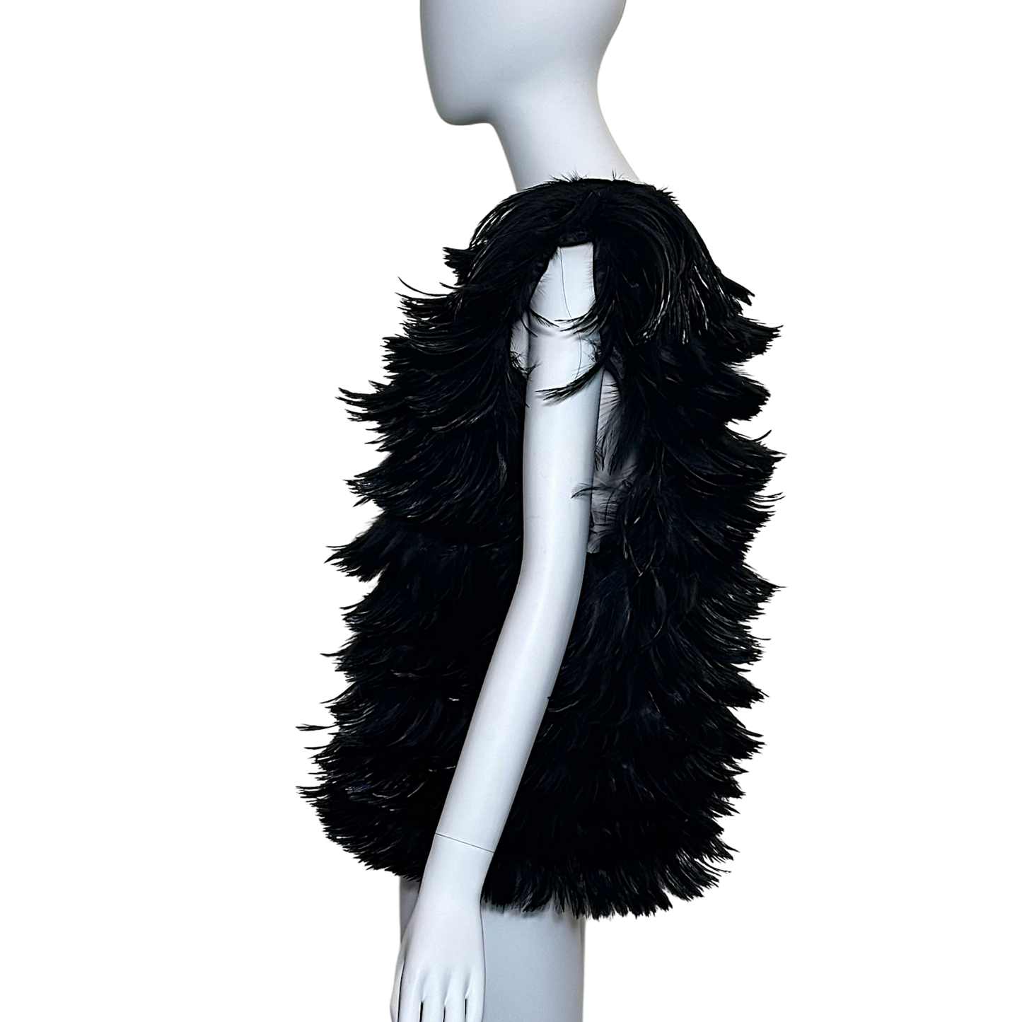 1960s French Couture Black Feather Vest - Rita Jamie Made in France Avant-Garde Collector Piece