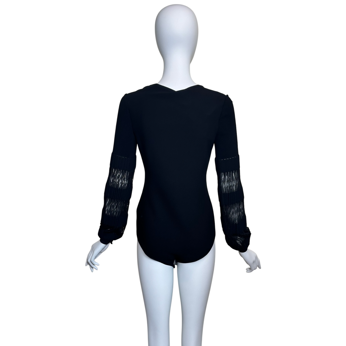 Alaïa Black Knit Square Neck Long Sleeve Bodysuit Size 40